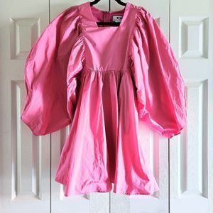 MSGM Milano Barbiecore Pink Puff Sleeve Ruffle Minidress